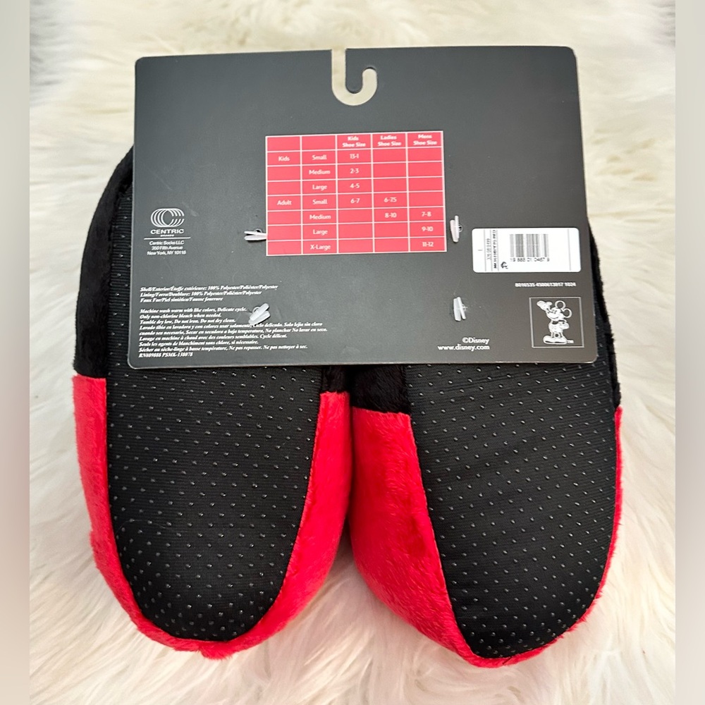 Disney Mickey Mouse Plush Slippers - Black and Red Kids LG NEW! - Picture 4 of 8